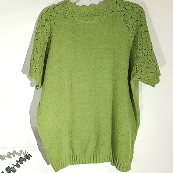 HABAND GREEN SHORT SLEEVE KNITTED SWEATER SIZE LARGE - Picture 8 of 9